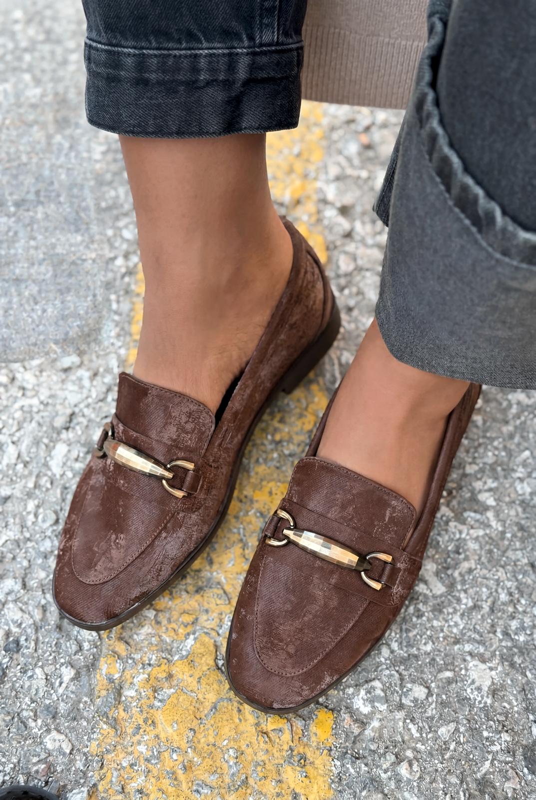 Ardena Light Brown Satin Women's Loafers