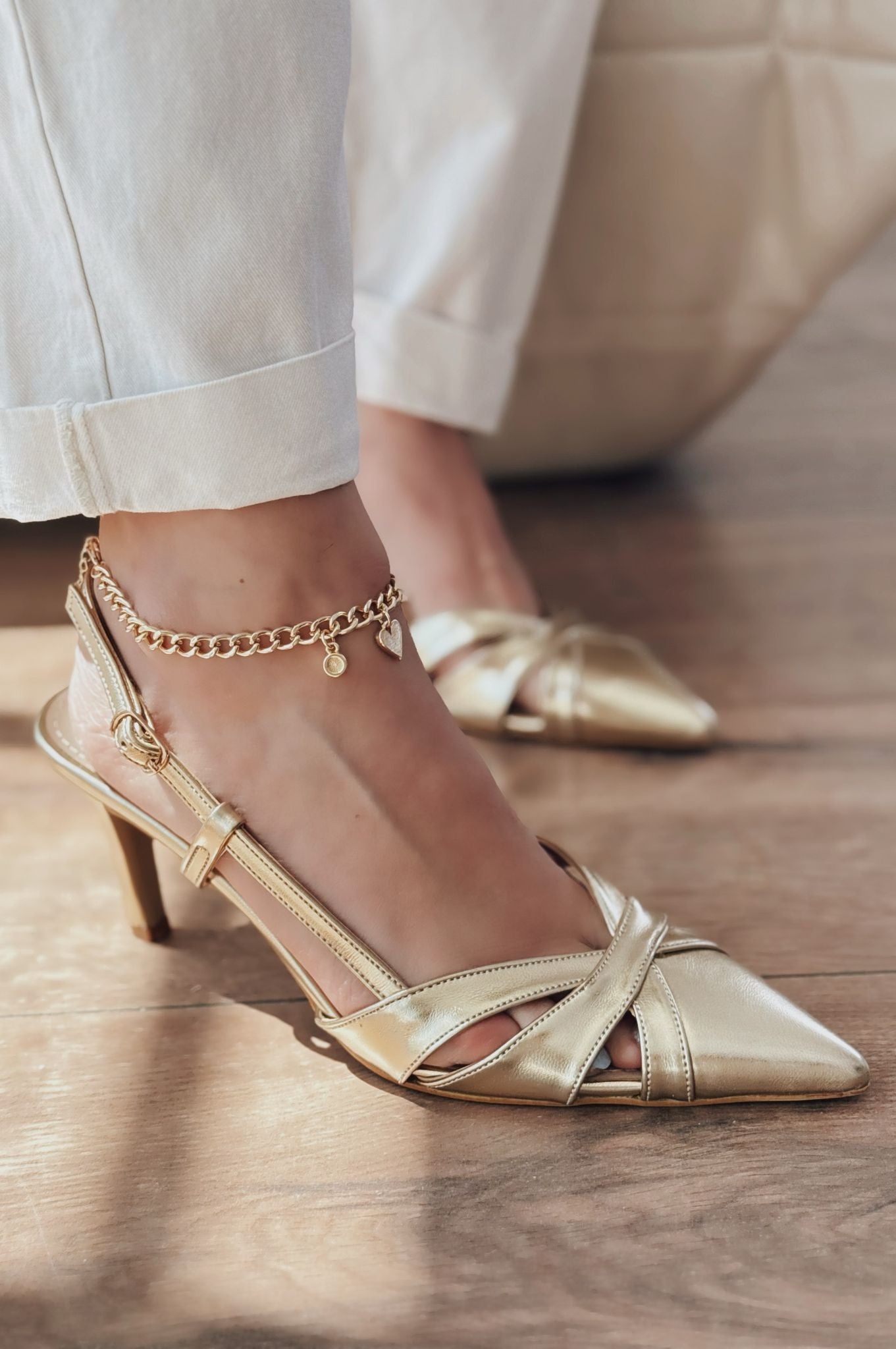 Peraps Gold Patent Faux Leather Women's Stilettos