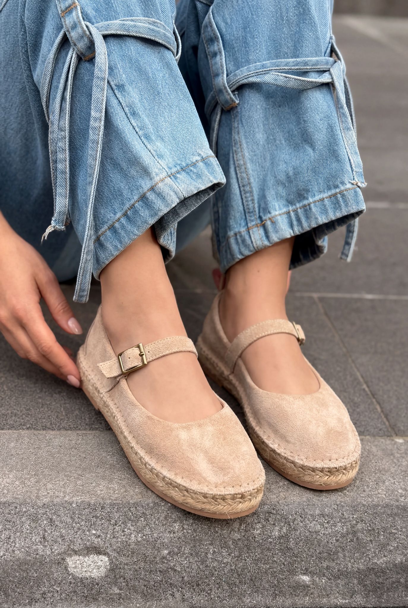 Marena Beige Genuine Suede Women's Espadrille