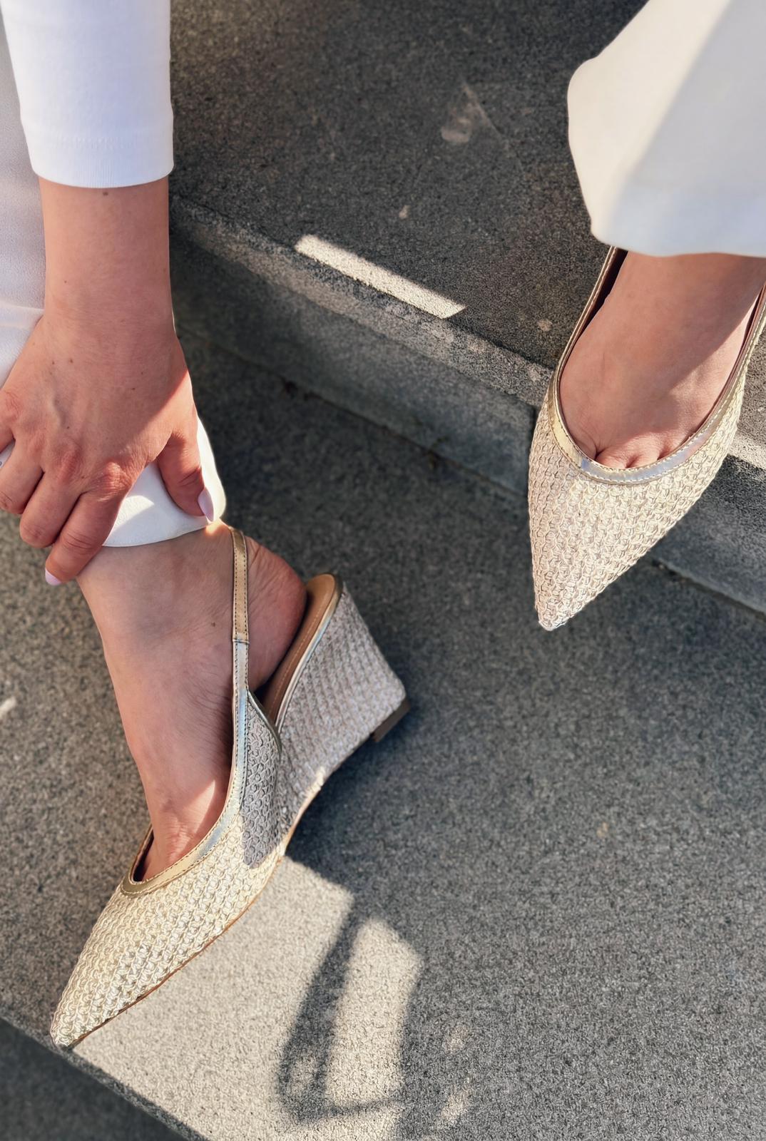 Solthera Gold Woven Women's Stilettos
