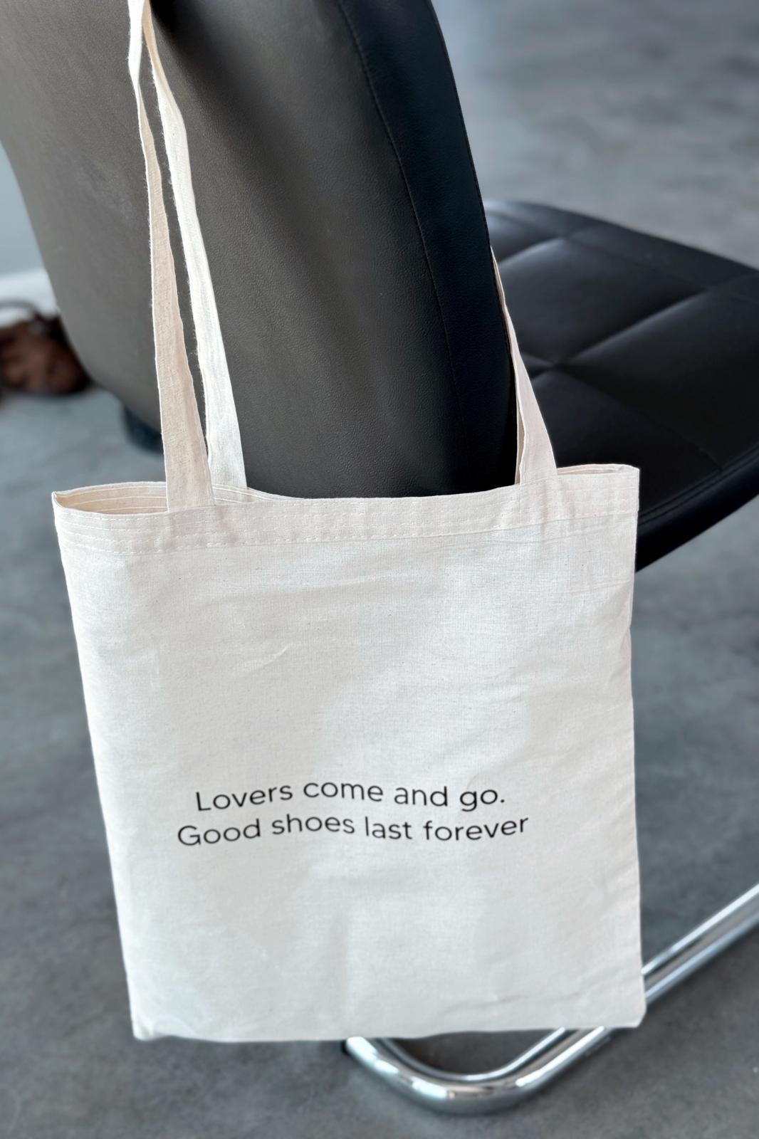 I Love Shoes Printed Natural Canvas Tote Bag