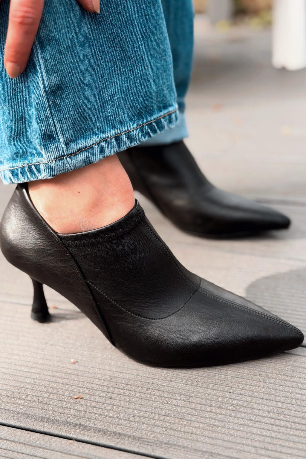Olia Black Faux Leather Women's Pumps