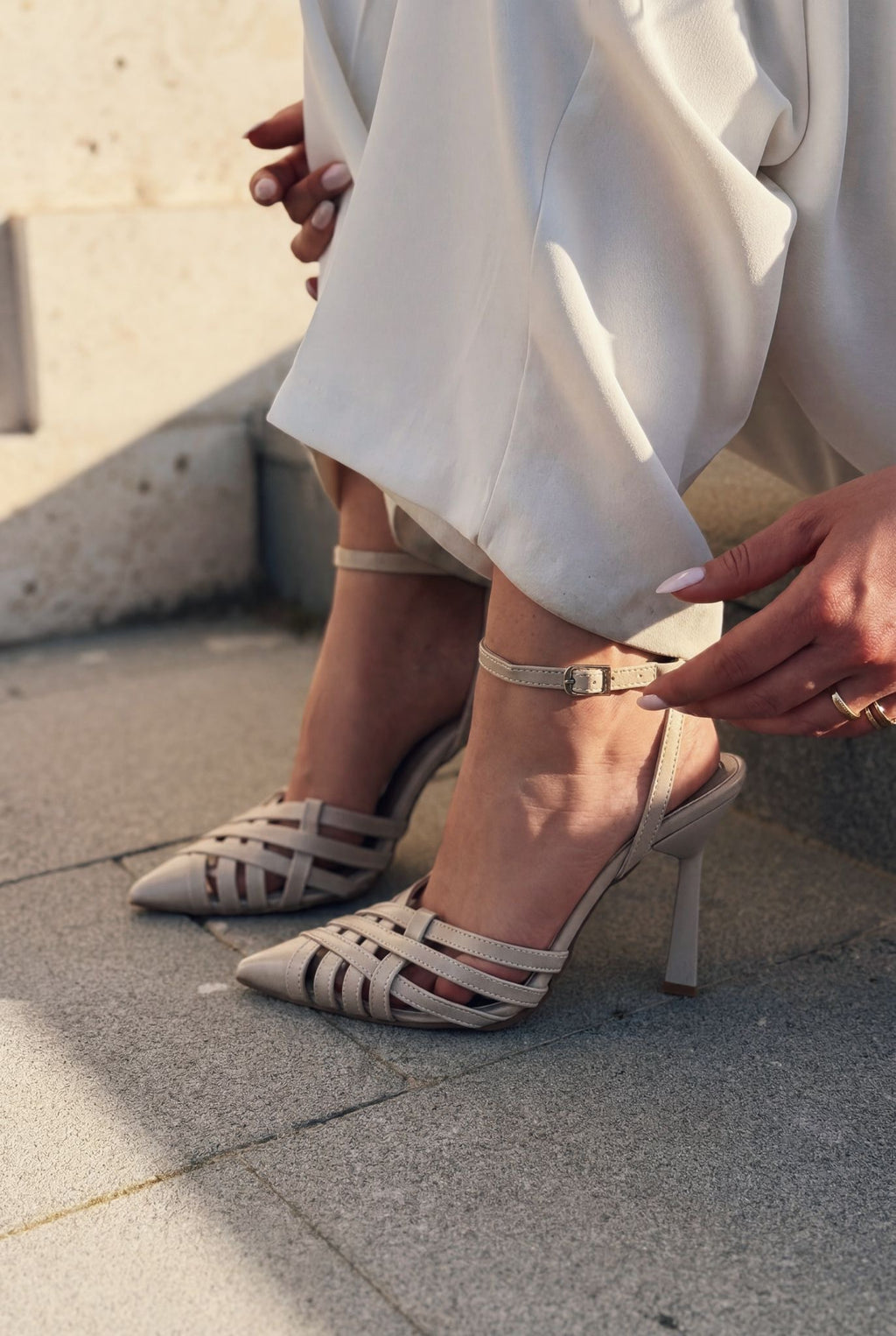 Luvien Beige Faux Leather Women's Stilettos