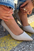 Delvion Beige Faux Leather Women's Stilettos