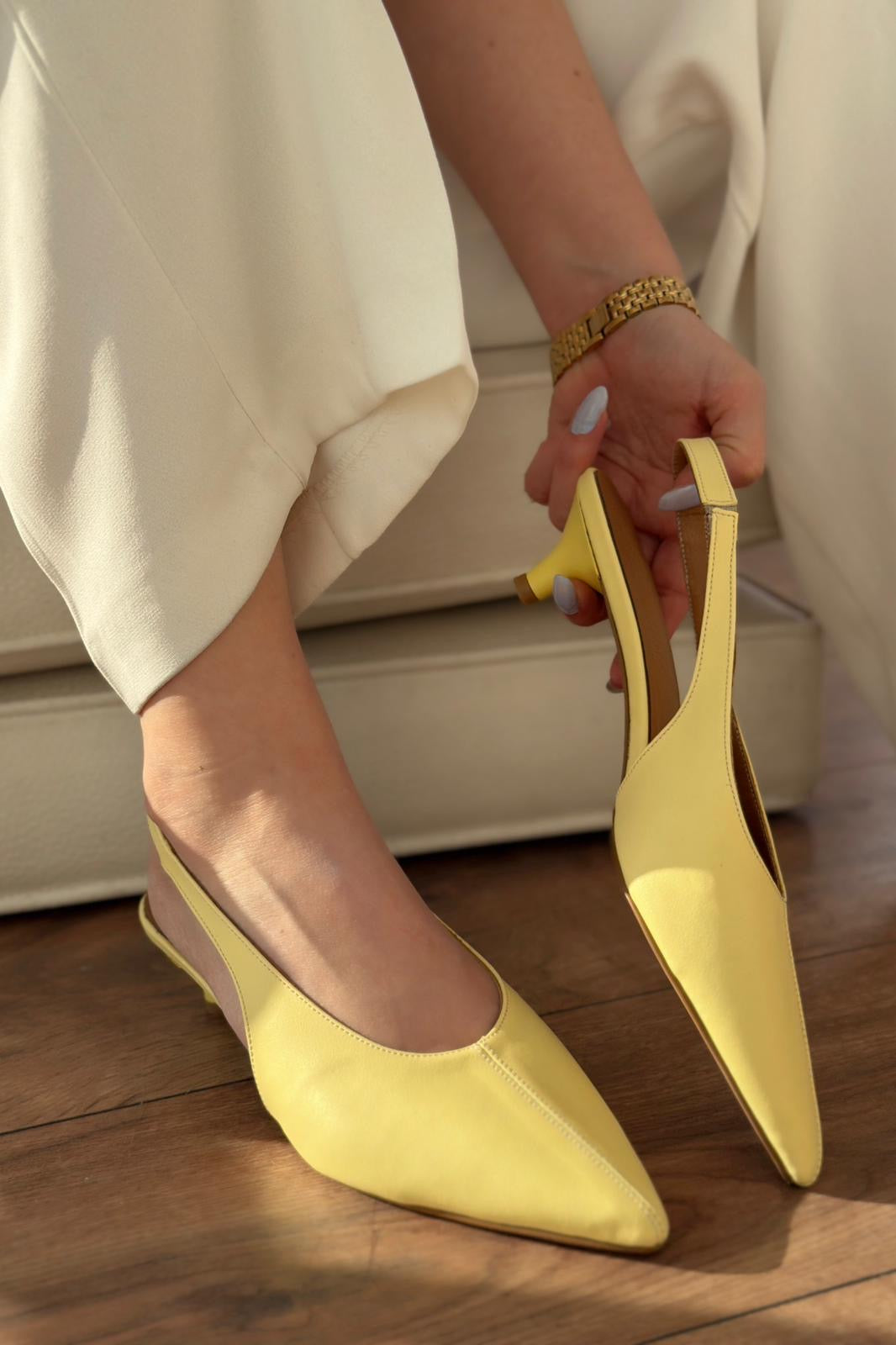 Selor Yellow Faux Leather Women's Stilettos