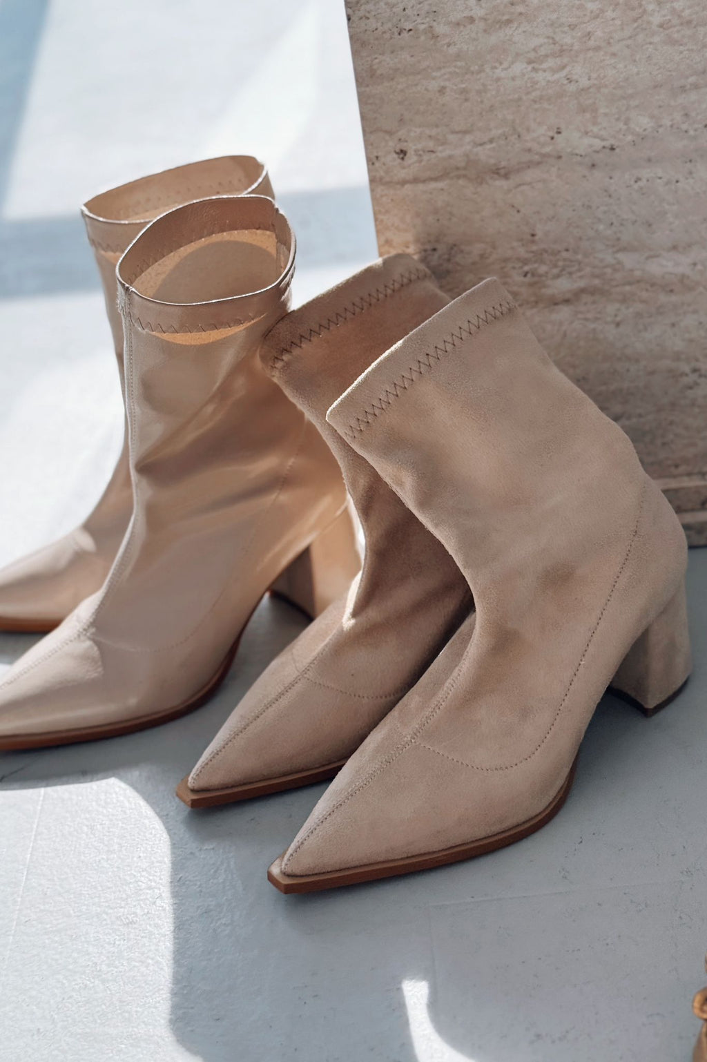 Caryne Beige Suede Women's Stretch Pumps Boots