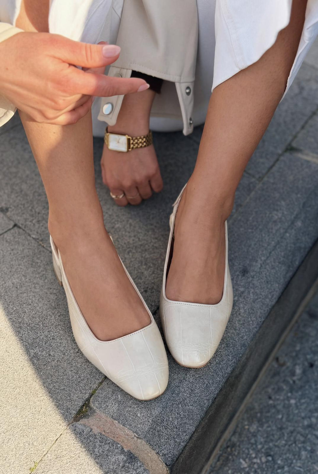 Solen Beige Faux Leather Women's Mary Jane