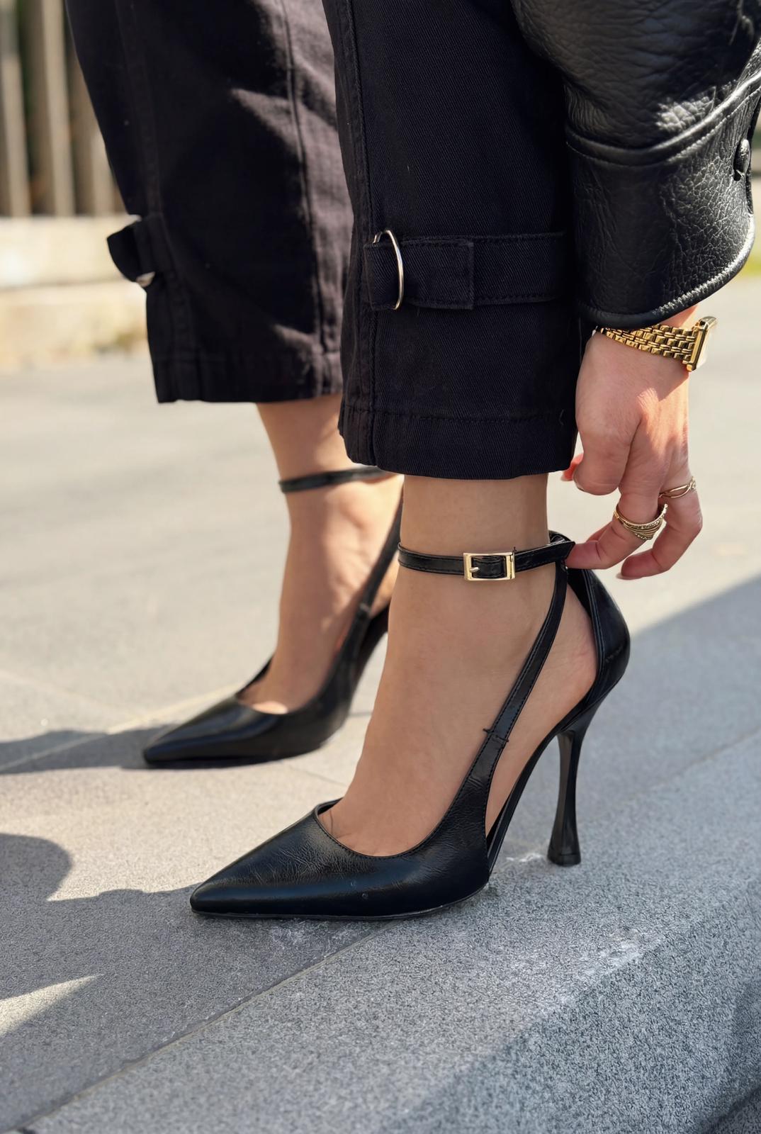 Nerole Black Faux Leather Women's Stilettos
