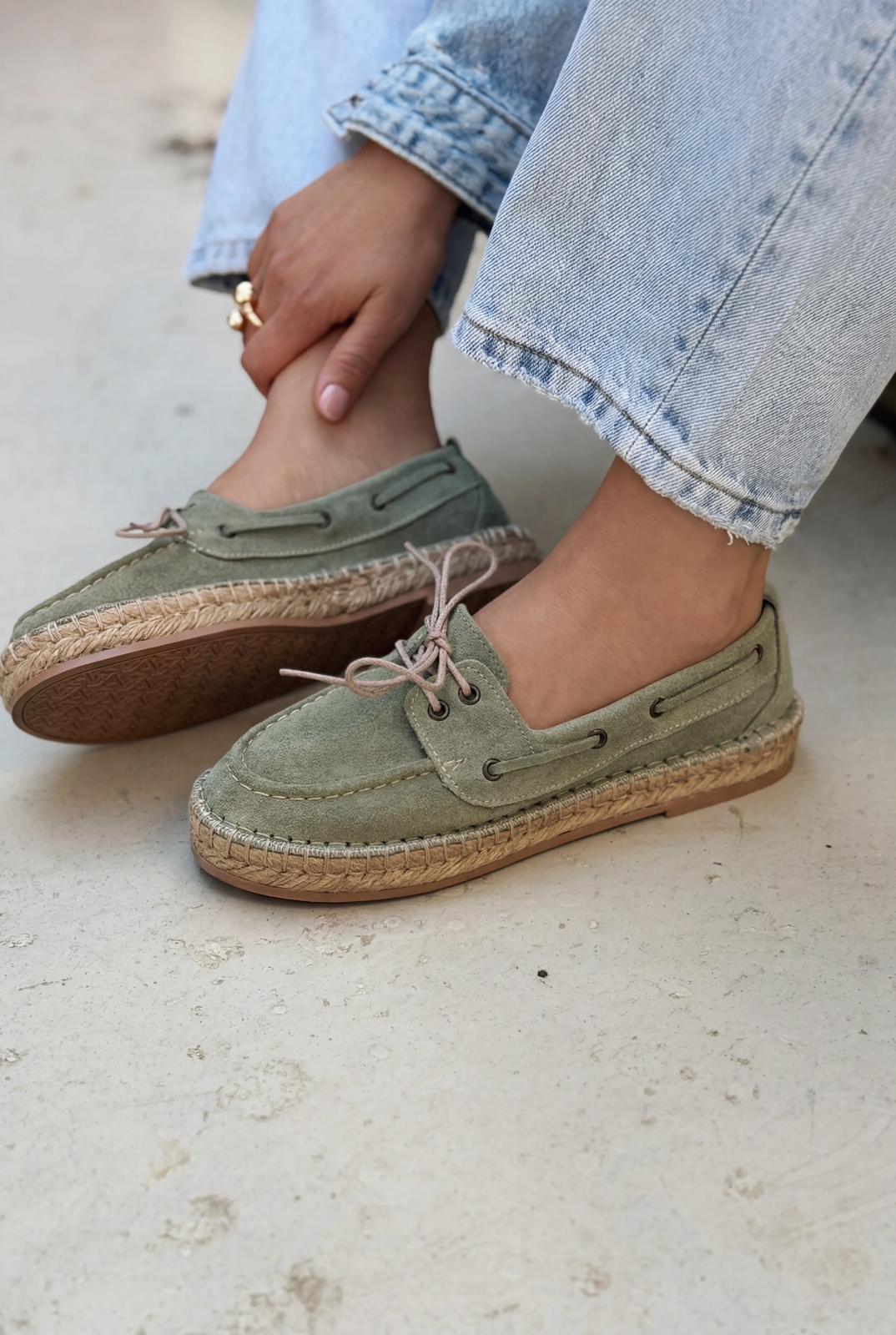 Selora Mint Green Genuine Suede Women's Loafers