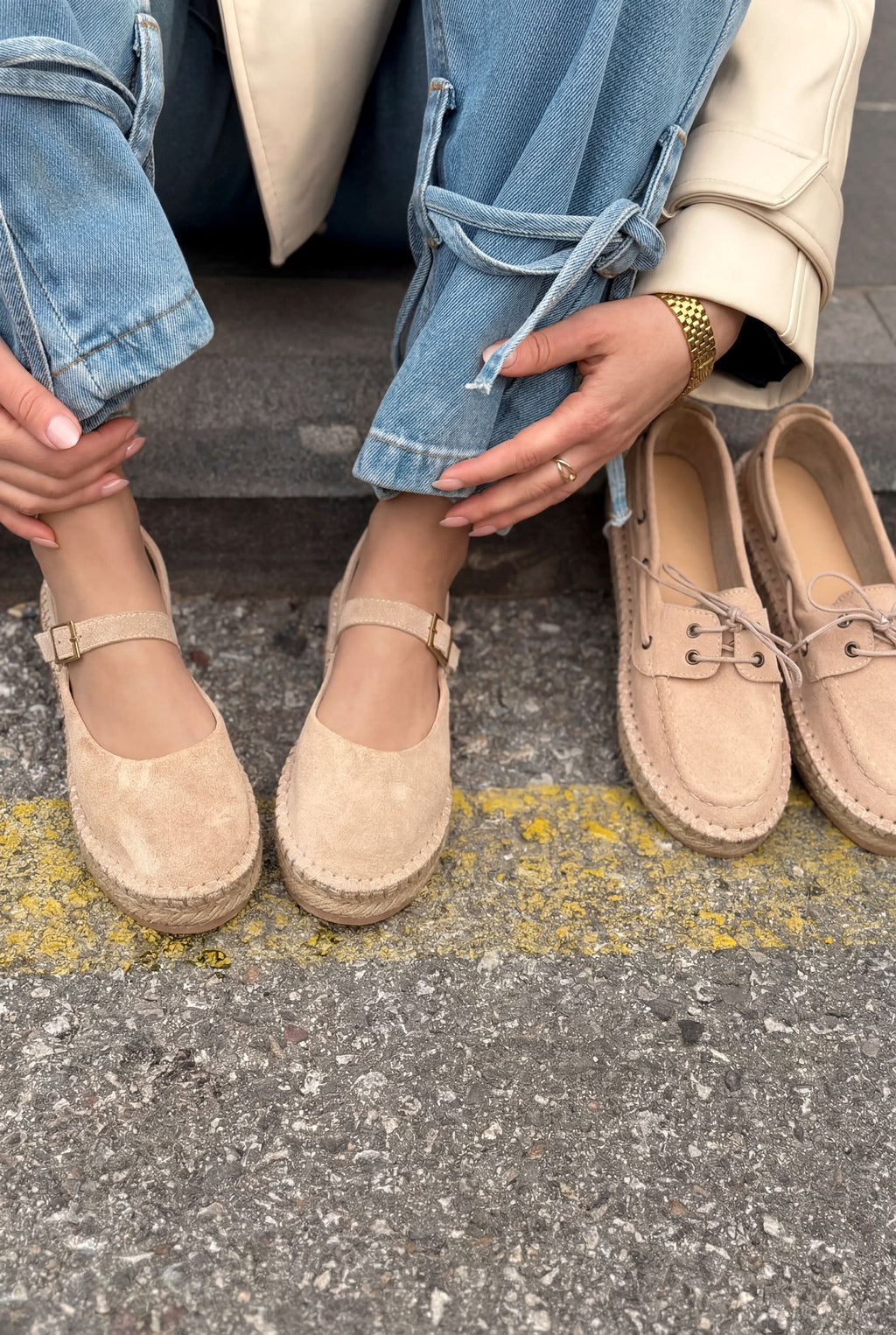Marena Beige Genuine Suede Women's Espadrille
