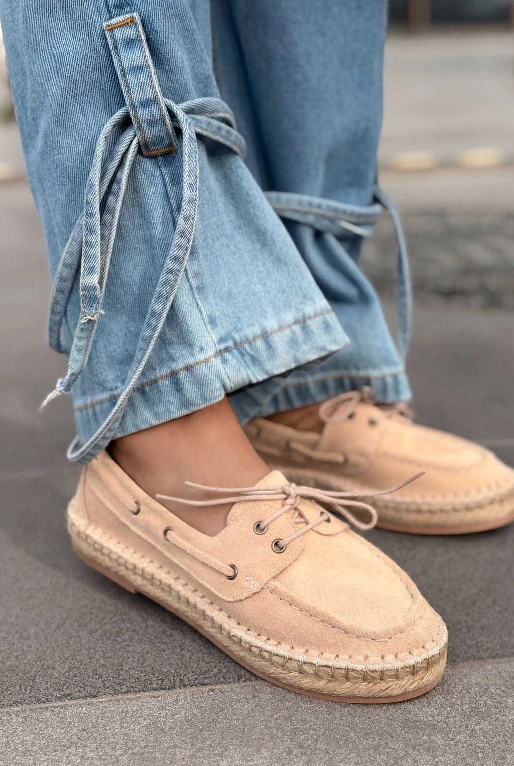 Selora Beige Genuine Suede Women's Loafers