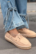 Selora Beige Genuine Suede Women's Loafers