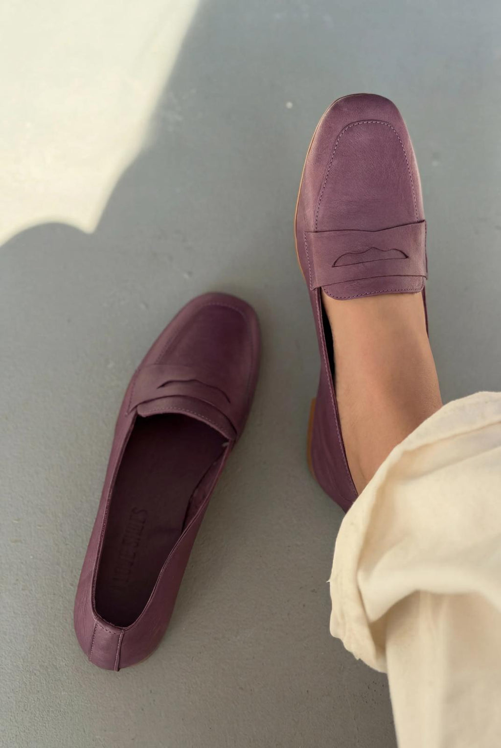 Melniel Purple Genuine Leather Women's Loafers