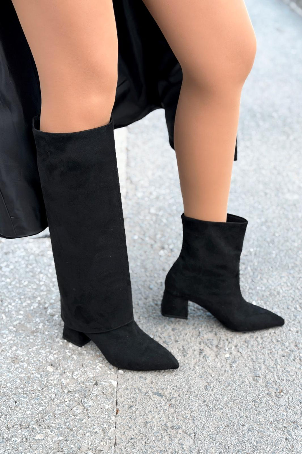 Axen Black Suede Women's Removable Shaft Boots