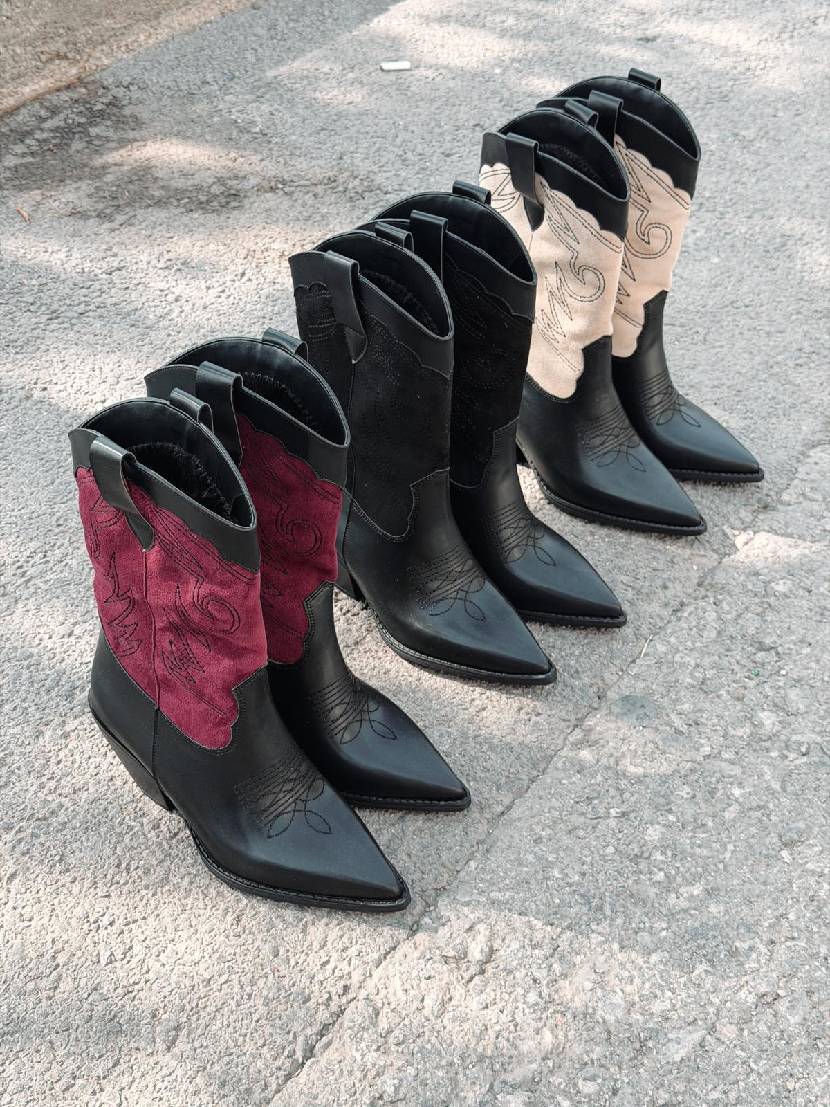 Marnel women's Black embroidered cowboy boots