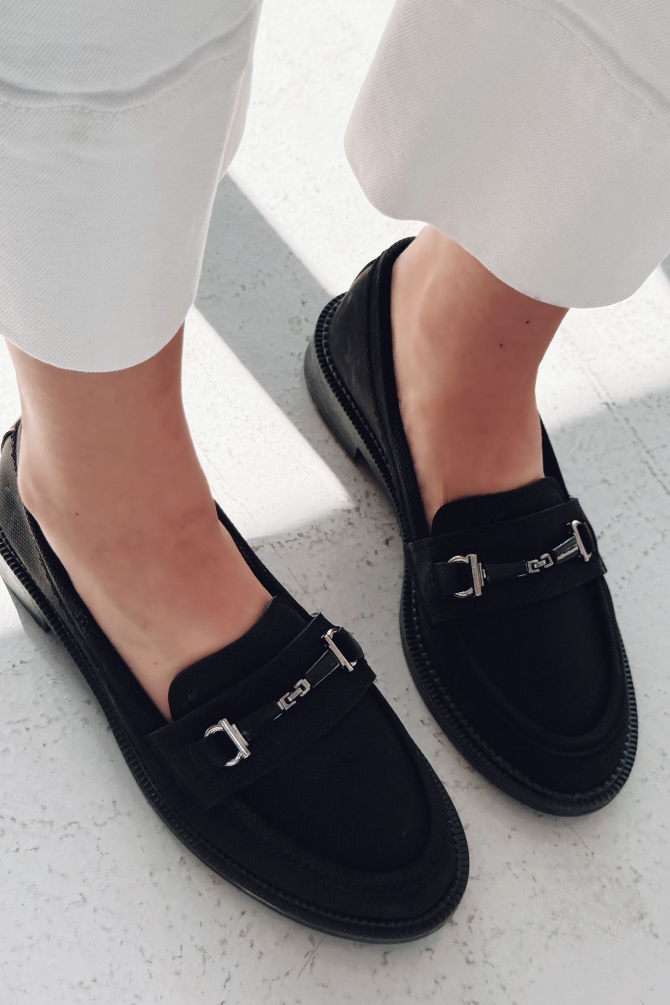 Torja Black Nubuck Women's Loafers