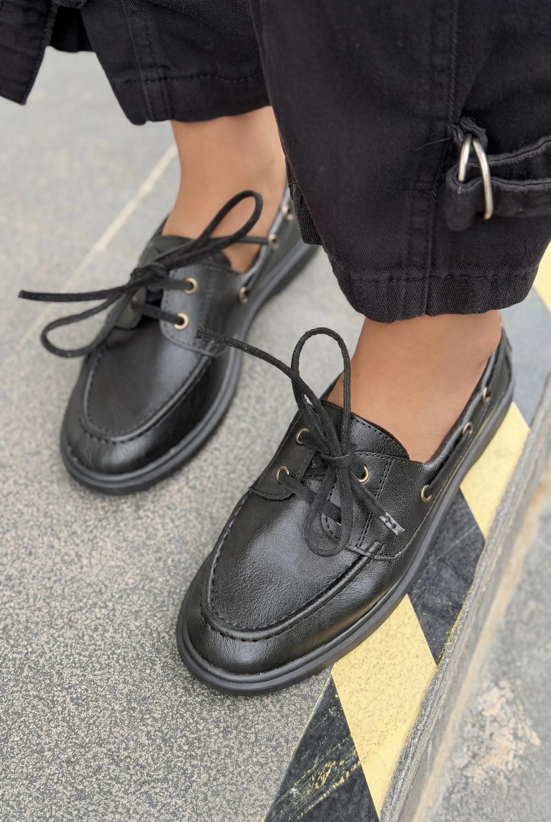 Morin Black Faux Leather Women's Oxford Shoes