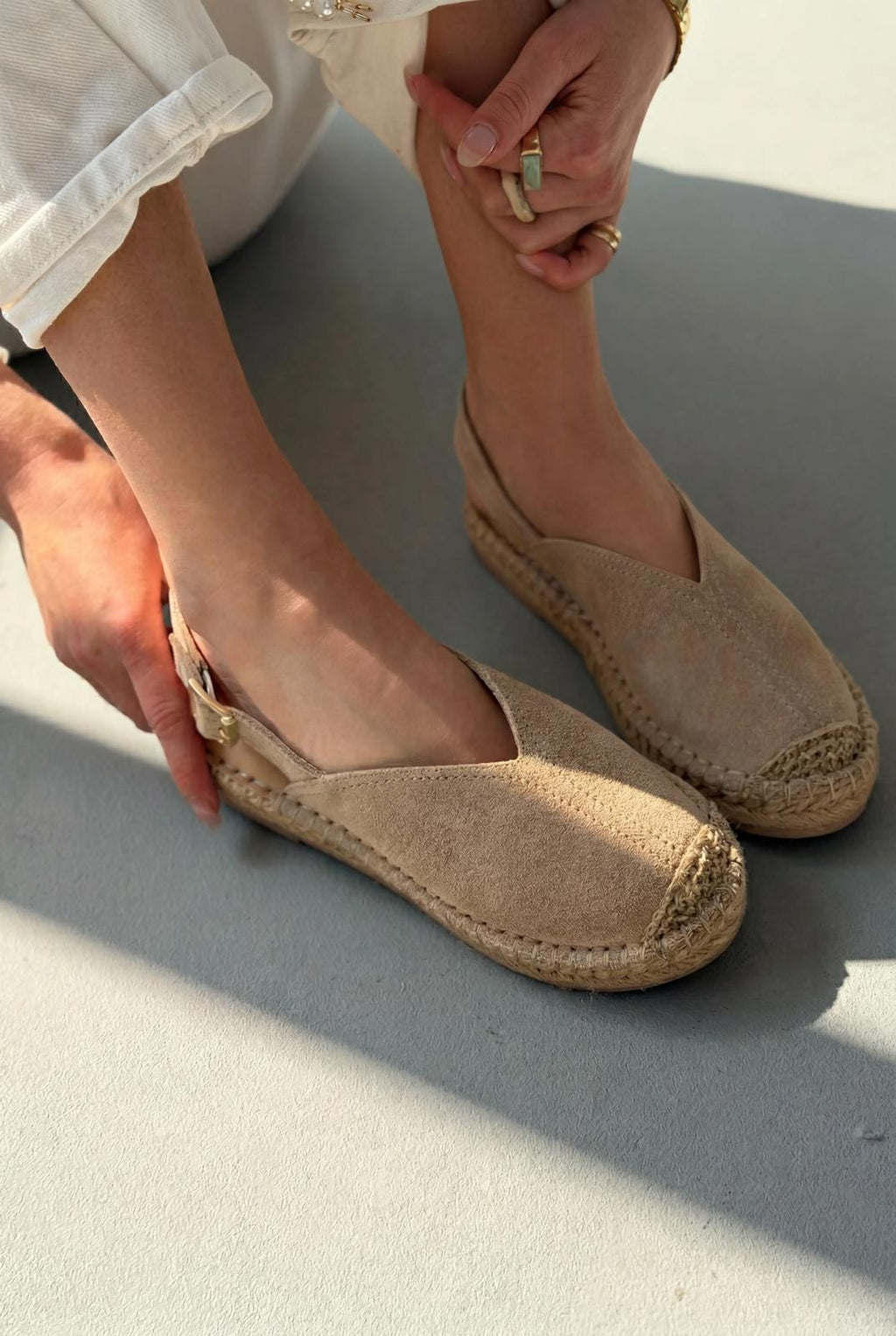 Orveth Beige Genuine Suede Women's Espadrille