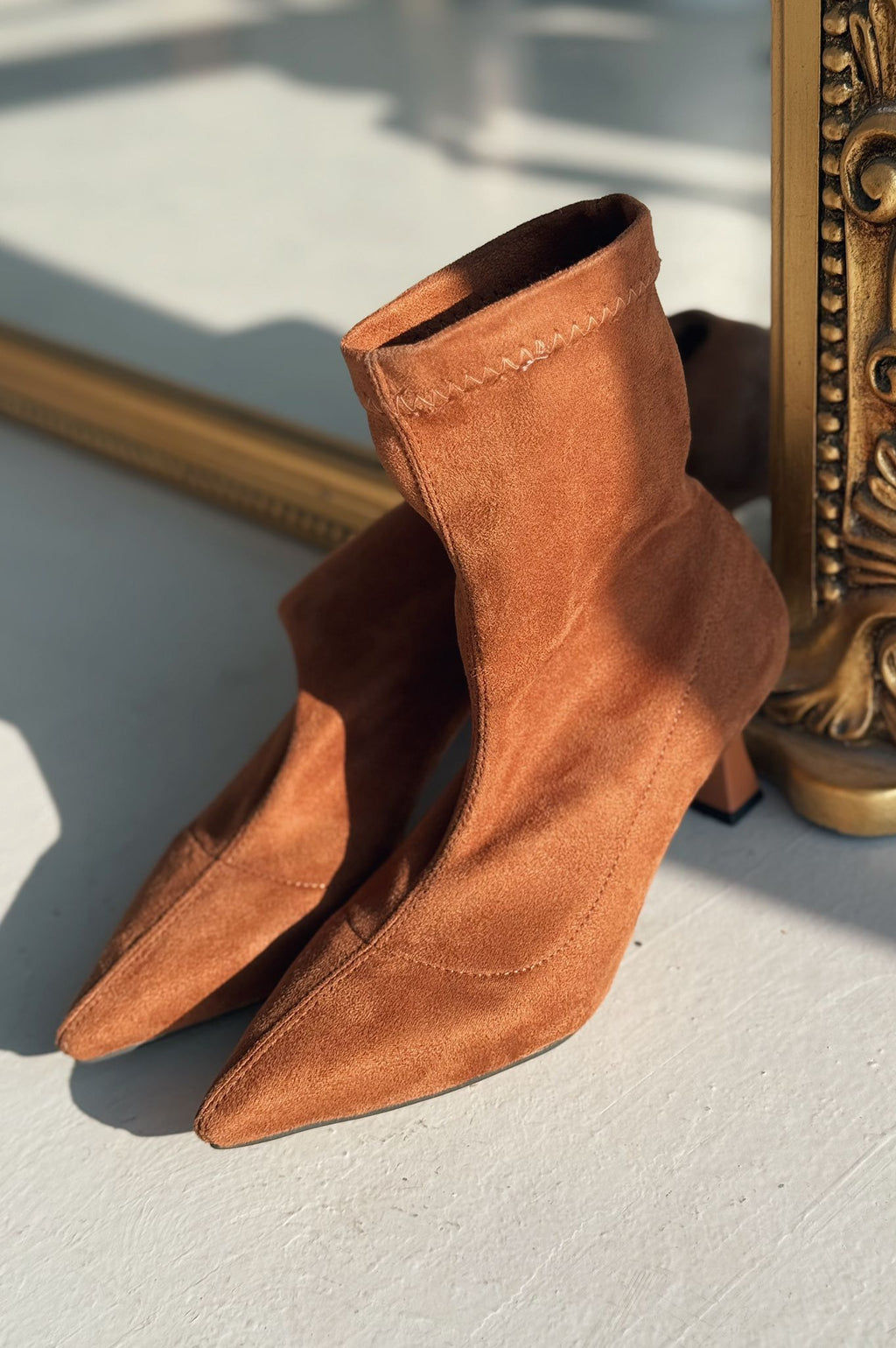 Loravo Suede Taba Stiletto Sock Boots