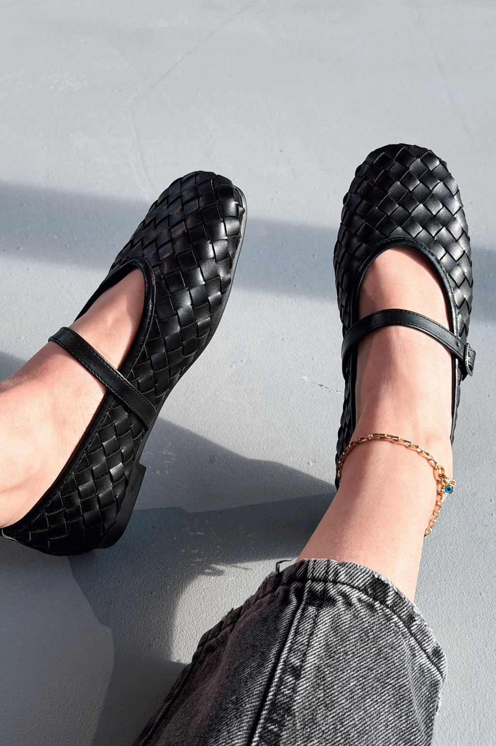 Roselle Black Faux Leather Women's Flats