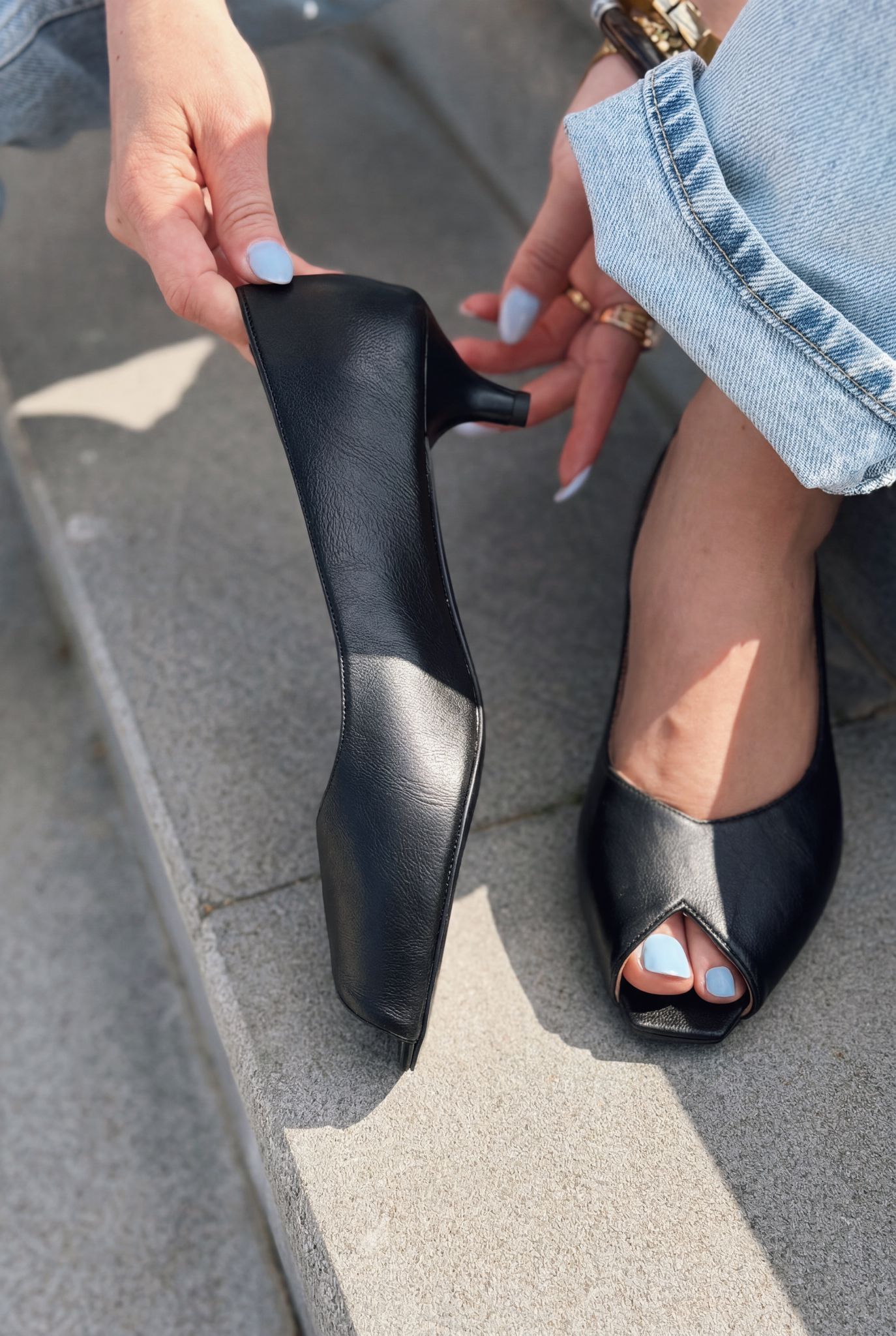 Norvion Black Faux Leather Women's Pumps
