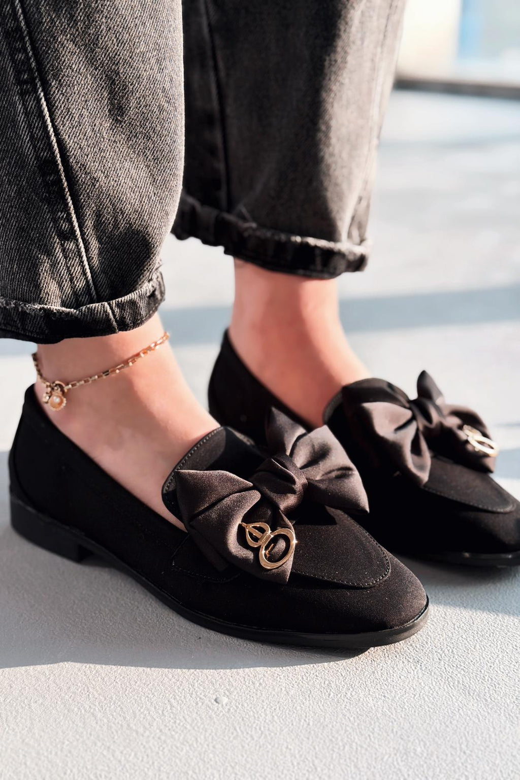 Norrada Black Satin women's loafers