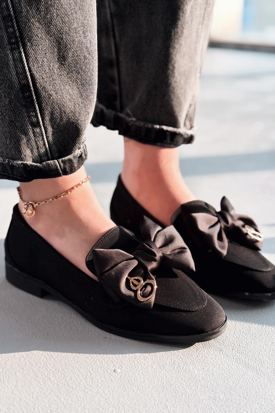 Norrada Black Satin women's loafers