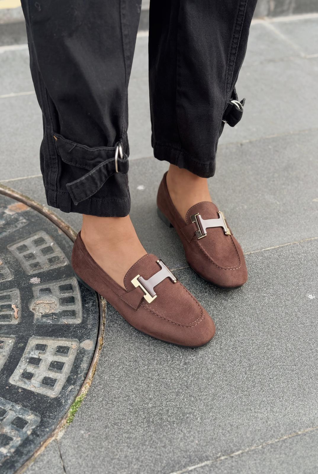 Elara Dark Brown Suede Women's Loafers