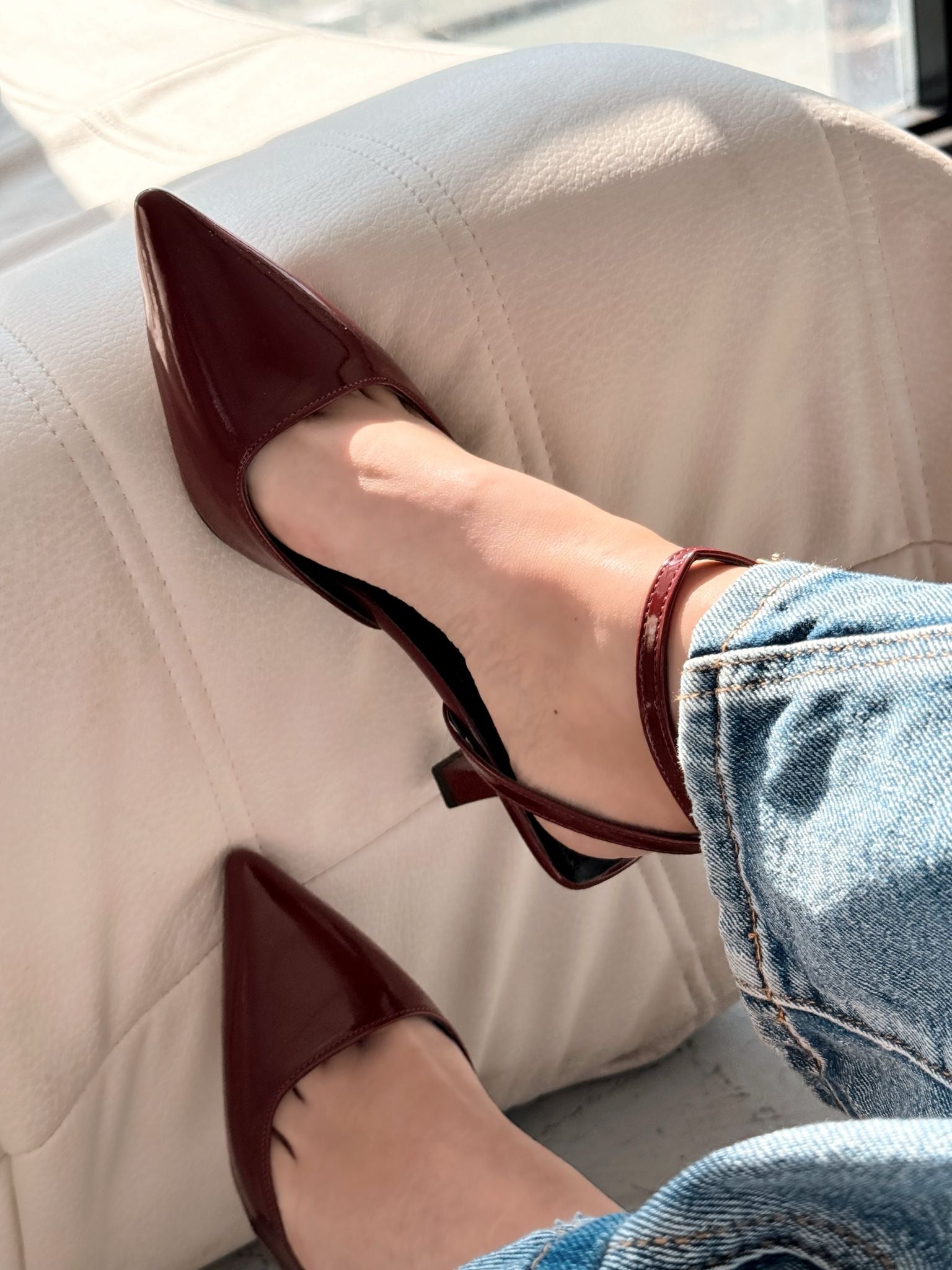 Rivara Burgundy Patent Faux Leather Women's Pumps