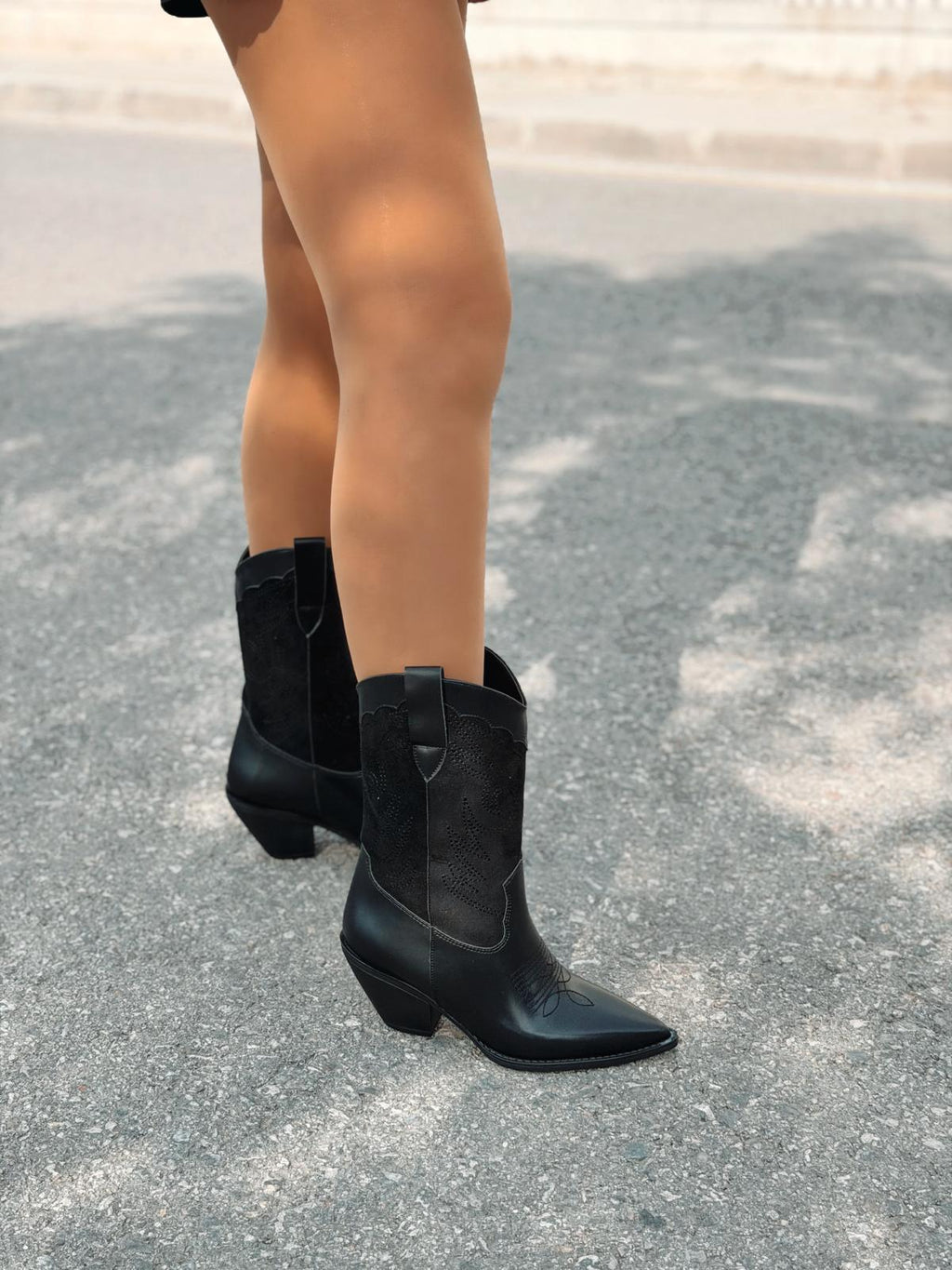 Marnel women's Black embroidered cowboy boots