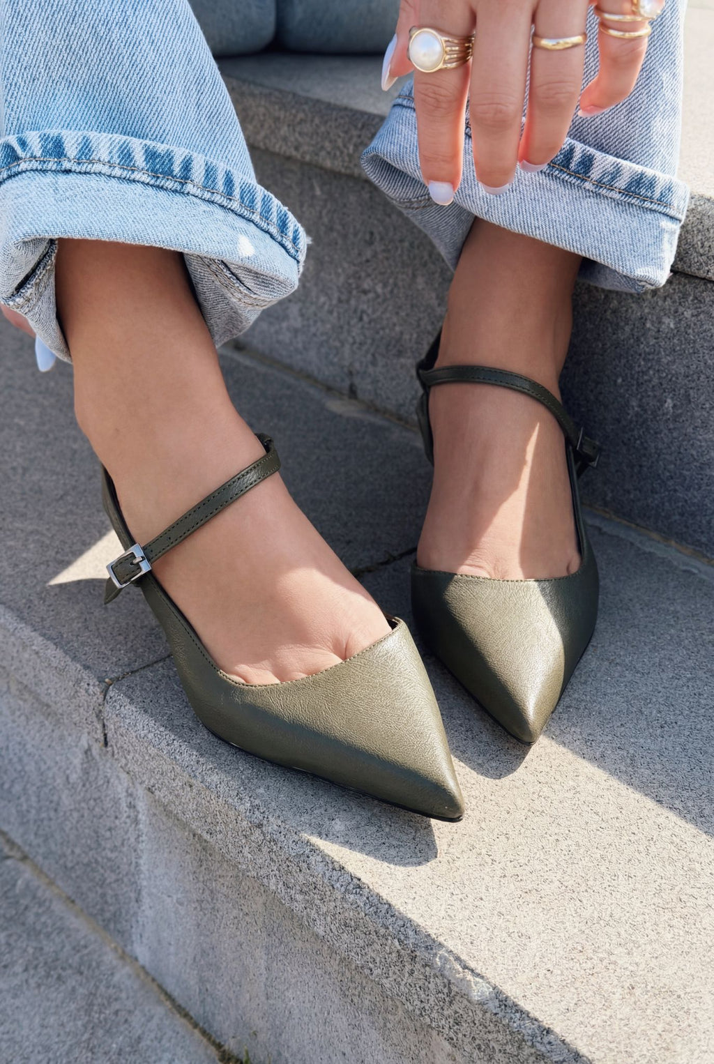 Torev Khaki Faux Leather Women's Stilettos