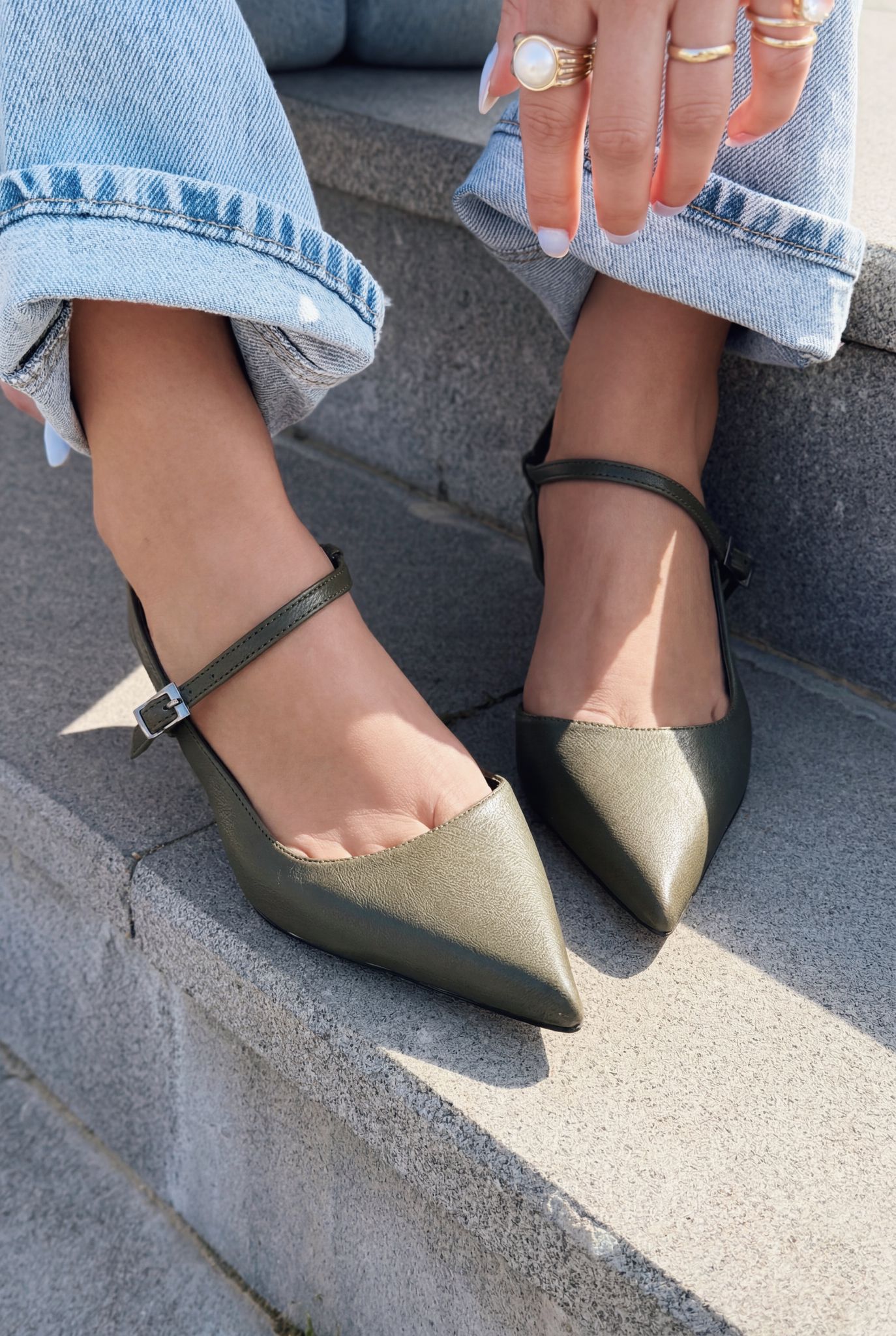 Torev Khaki Faux Leather Women's Stilettos