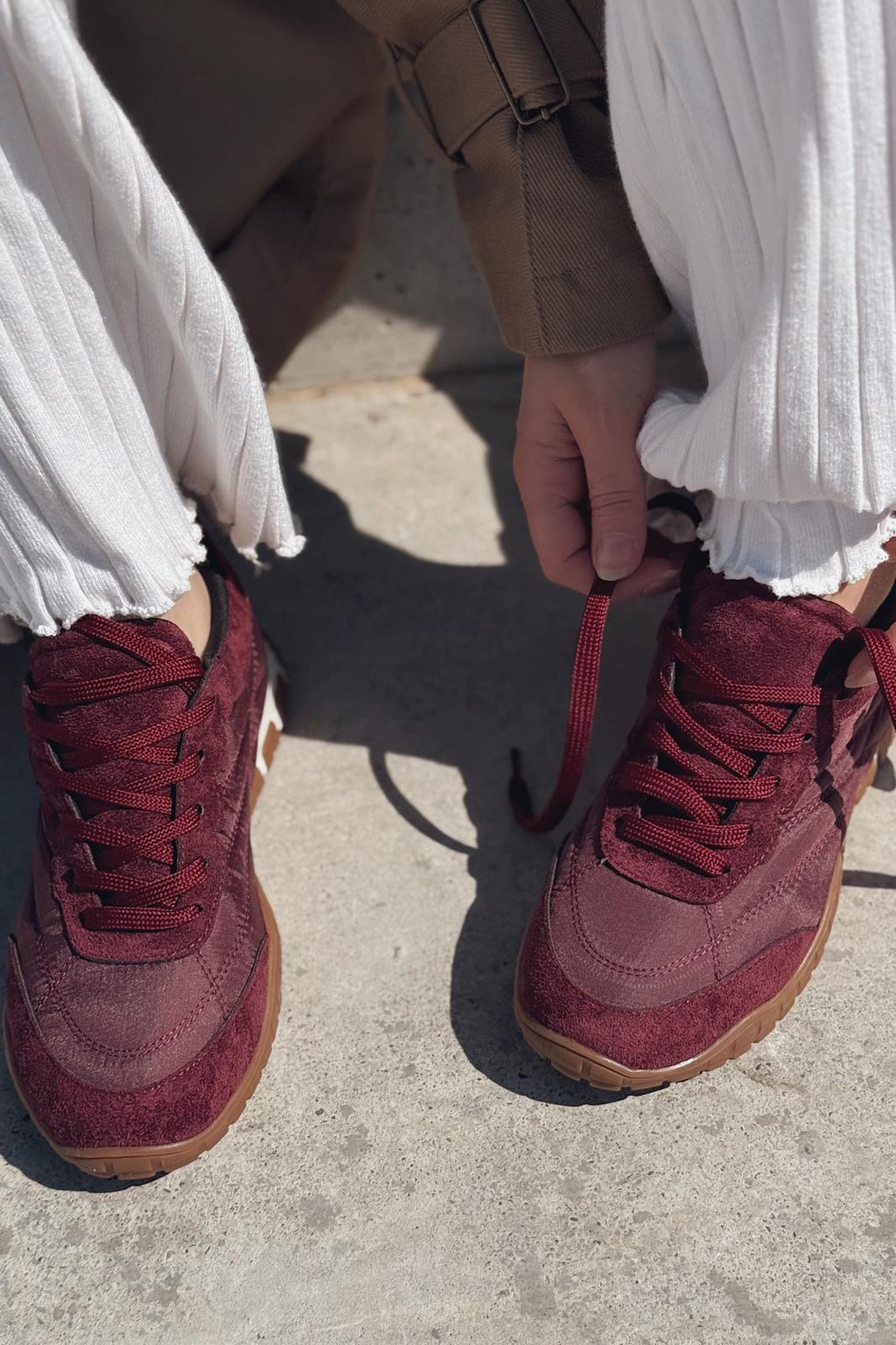 Romine Burgundy Parachute Fabric Women's Sneakers