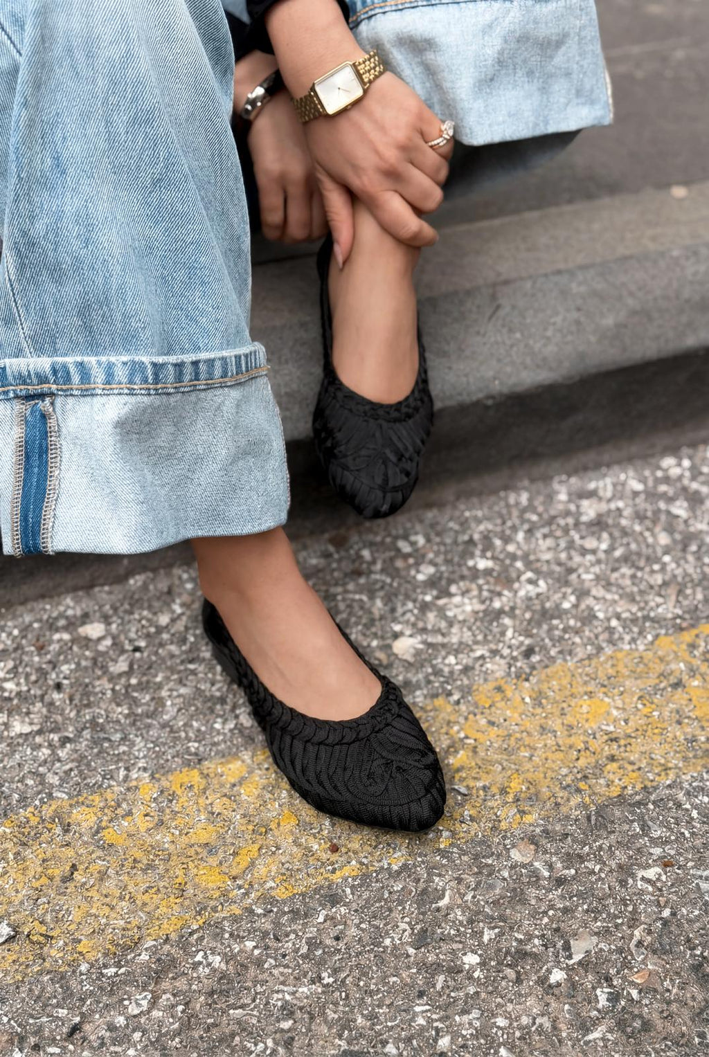 Morvik Black Synthetic Leather Women's Flats