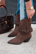 Iserne Women's Cowboy Boots Light Brown Suede Fringed