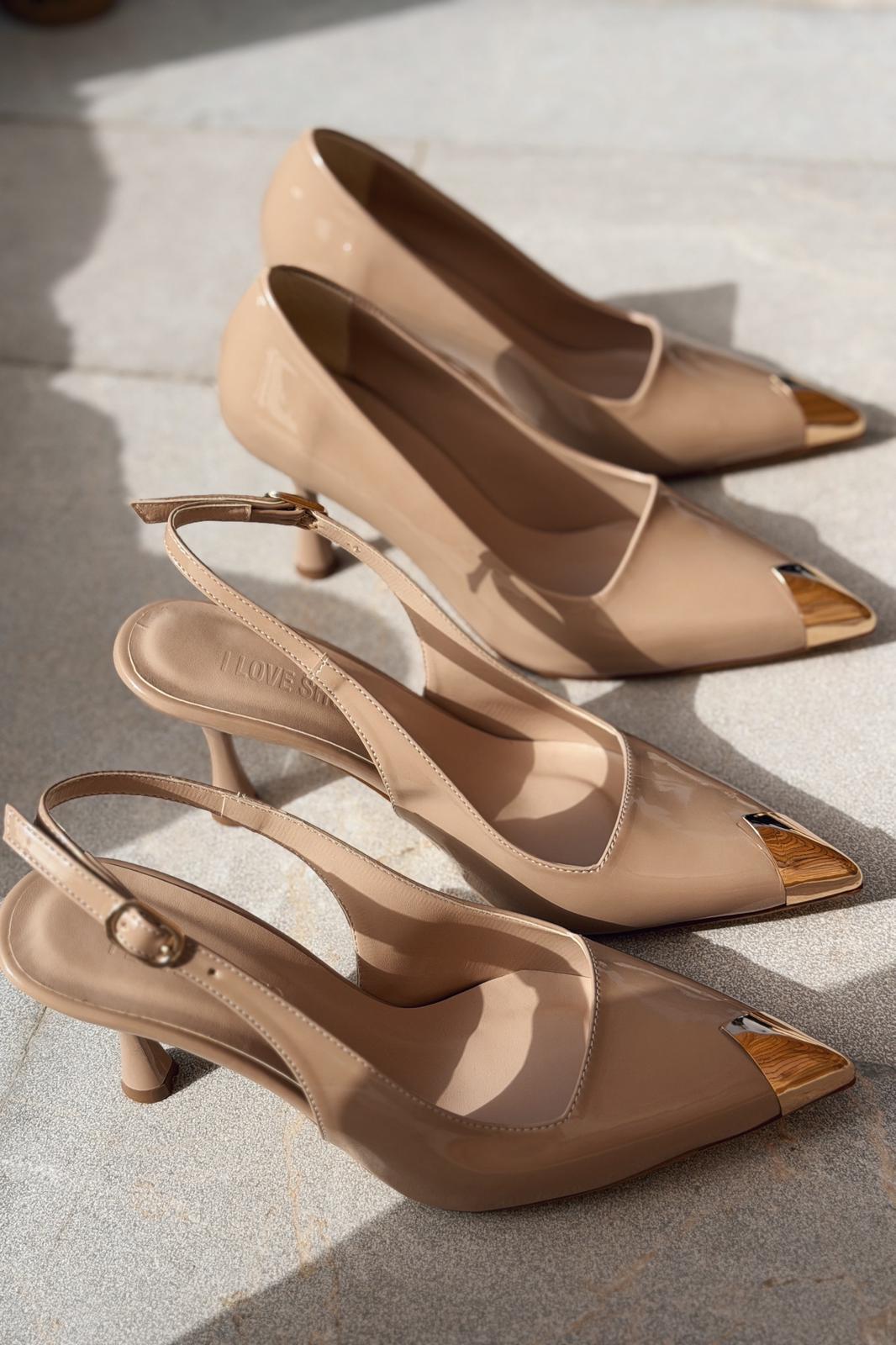 Noctra Nude Patent Faux Leather Women's Stilettos