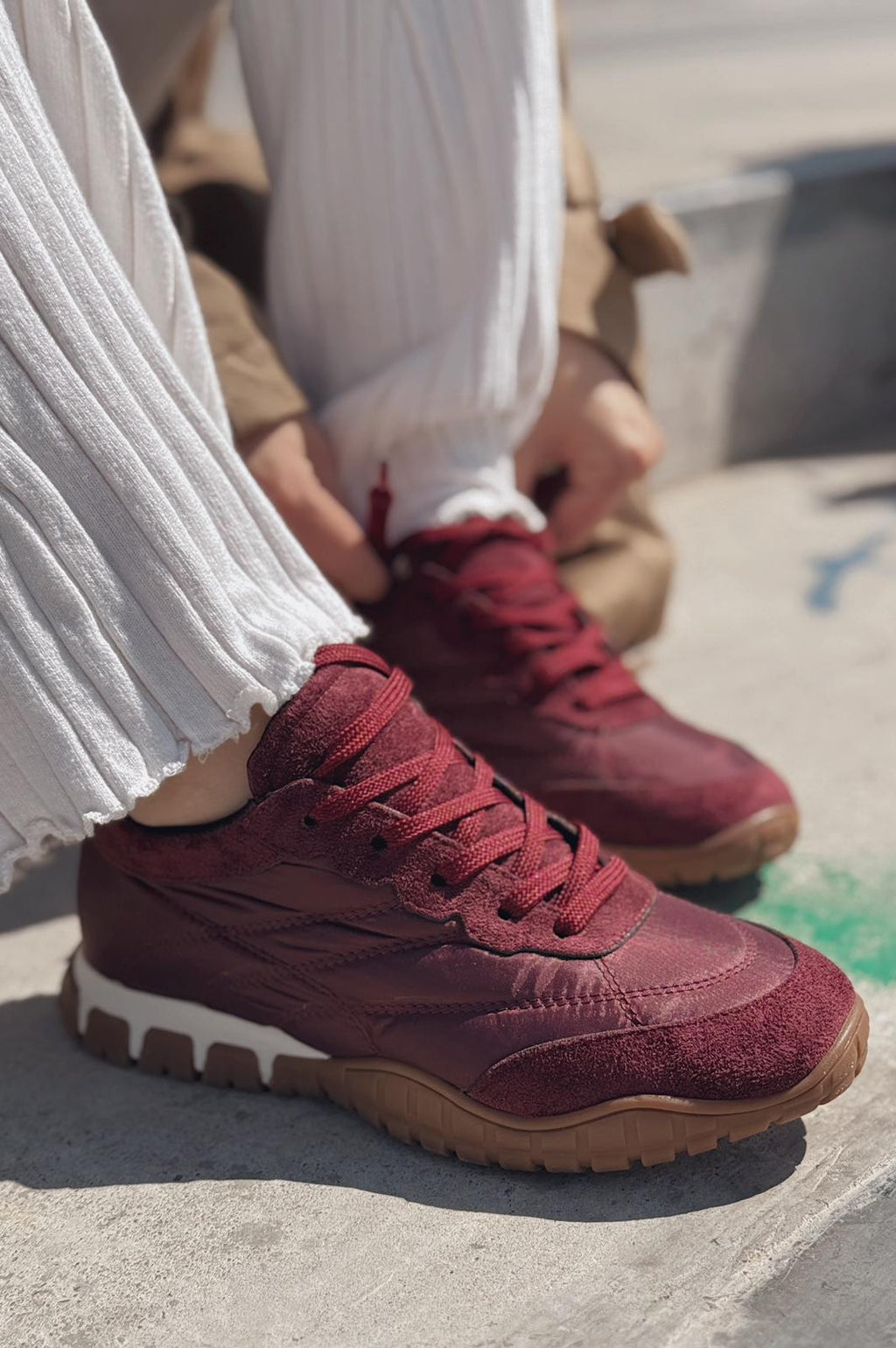 Romine Burgundy Parachute Fabric Women's Sneakers