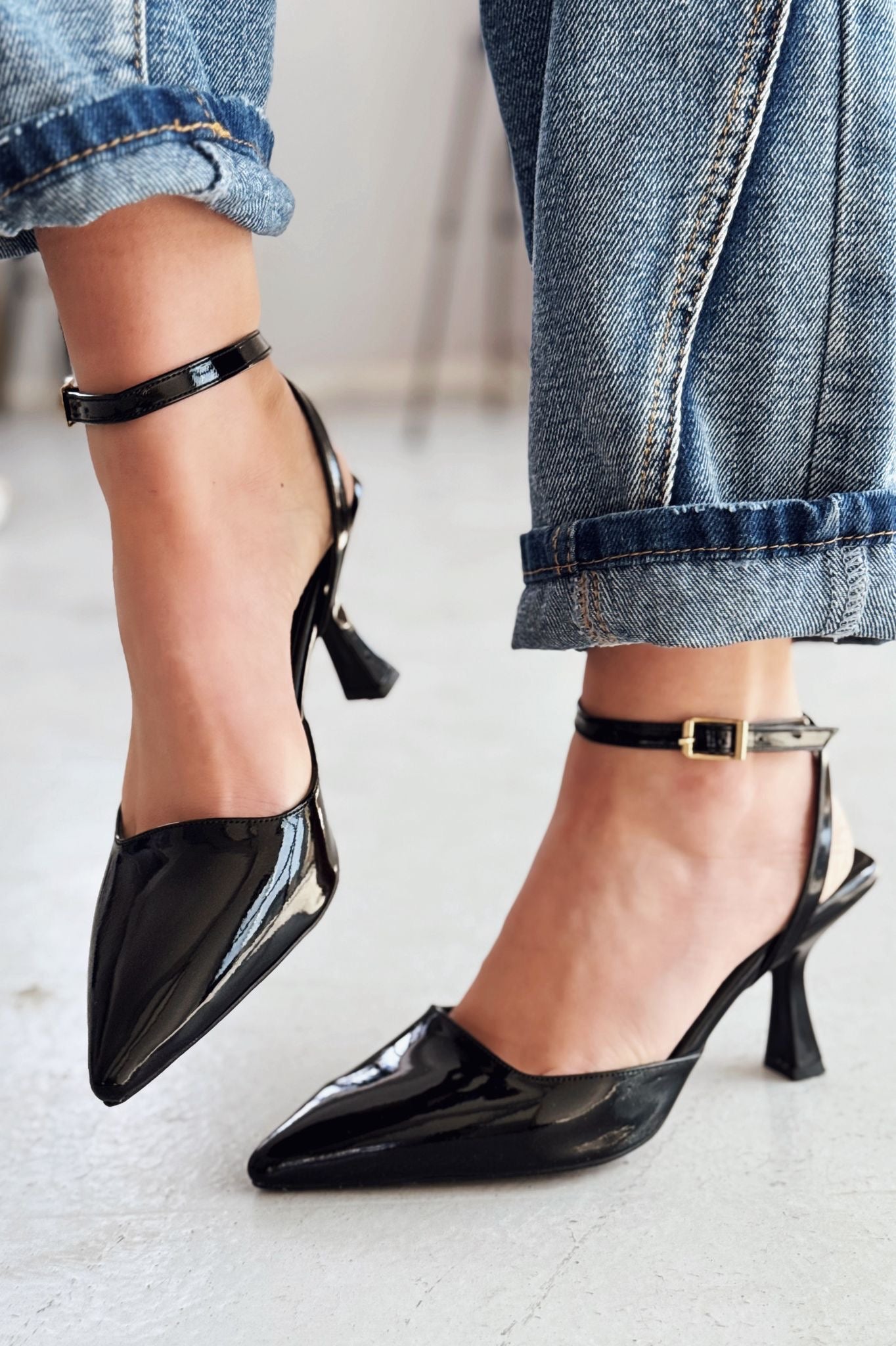 Rivara Black Patent Faux Leather Women's Pumps