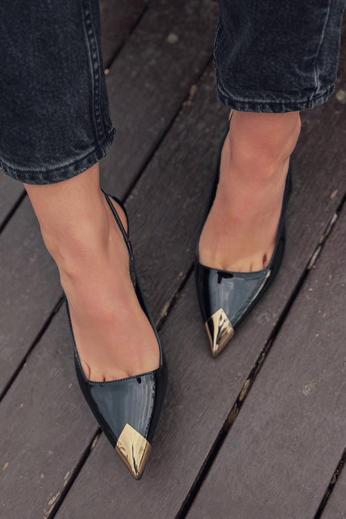 Caligo Black Patent Faux Leather Women's Stilettos