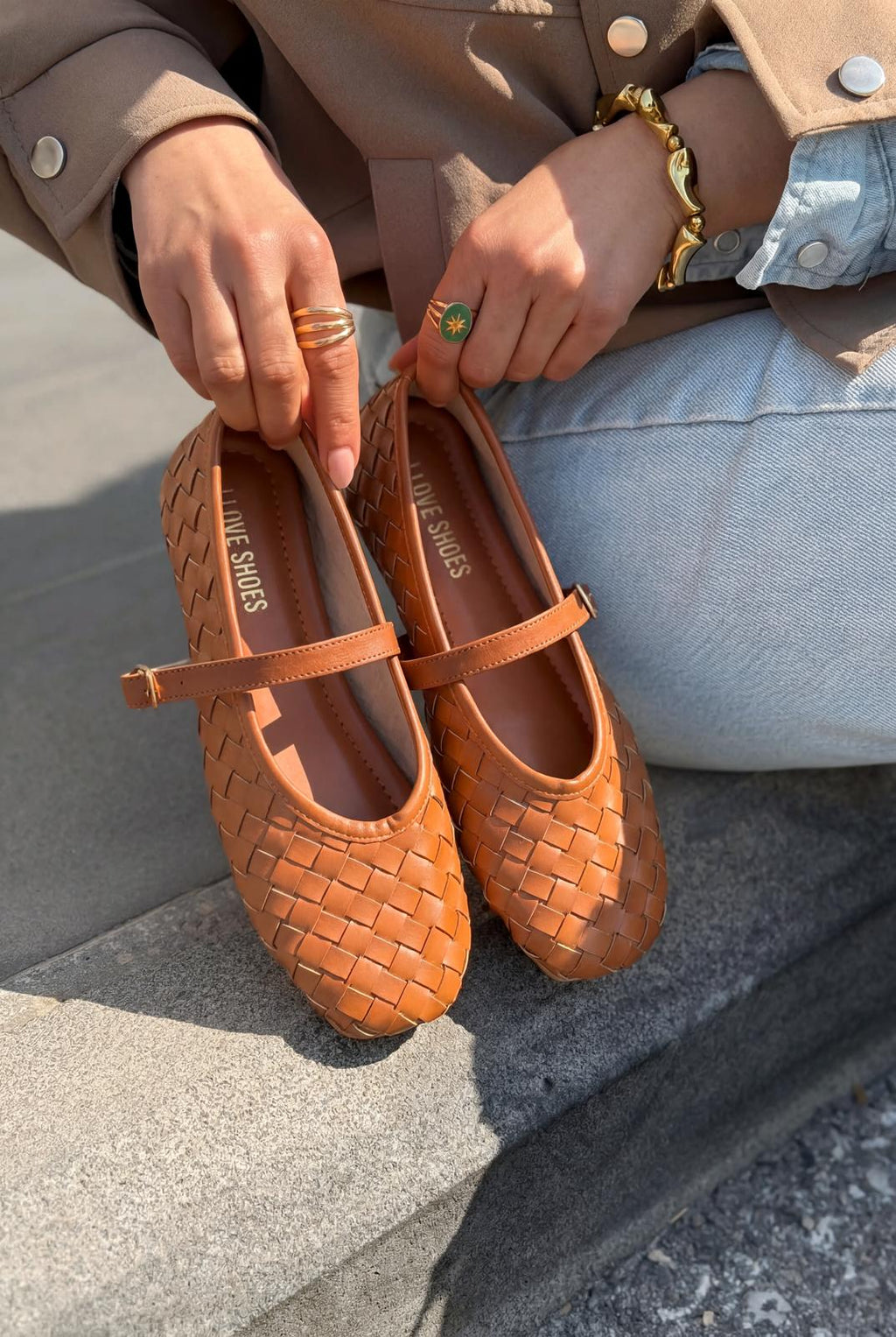 Roselle Tan Faux Leather Women's Flats