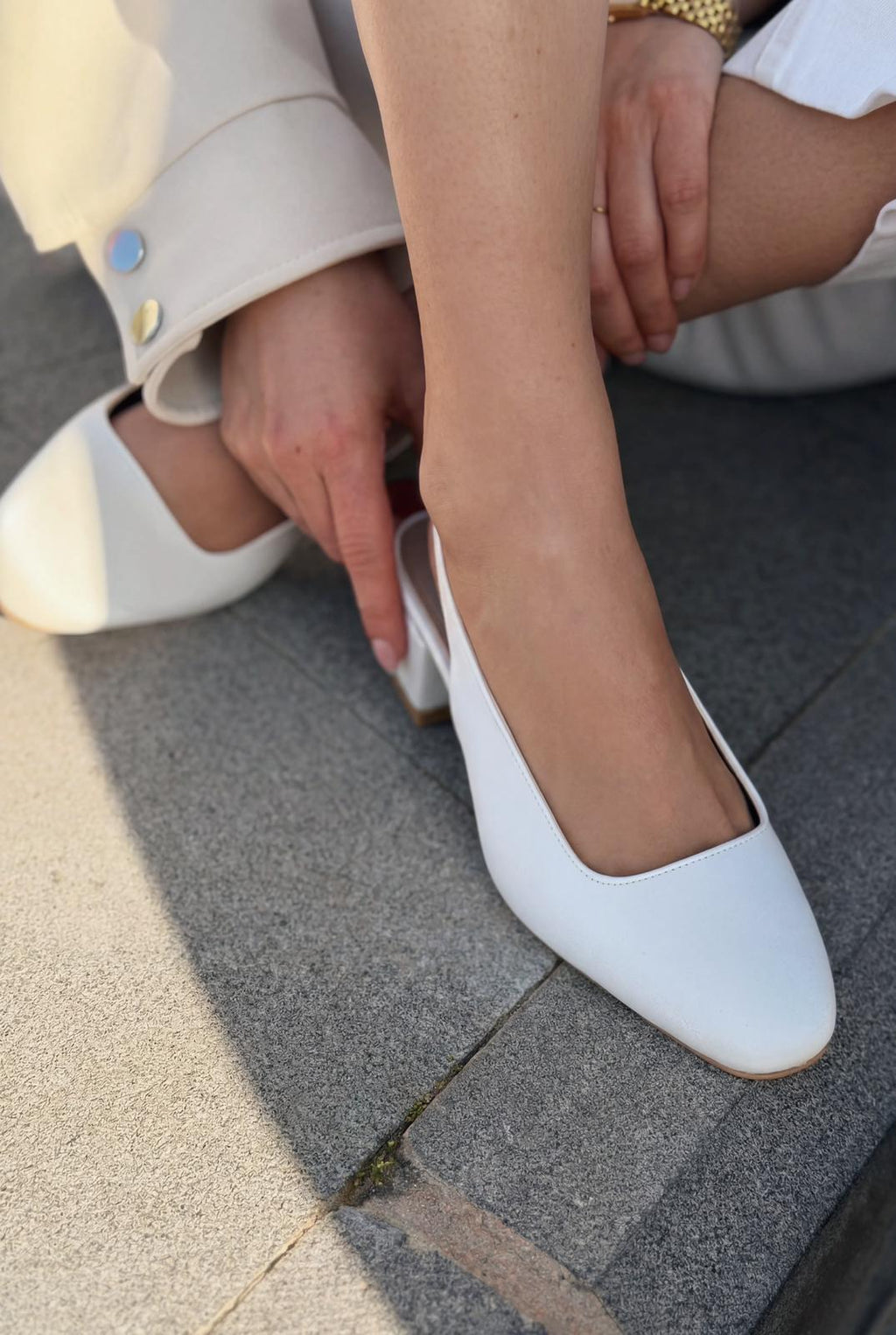 Solen White Satin Women's Mary Jane