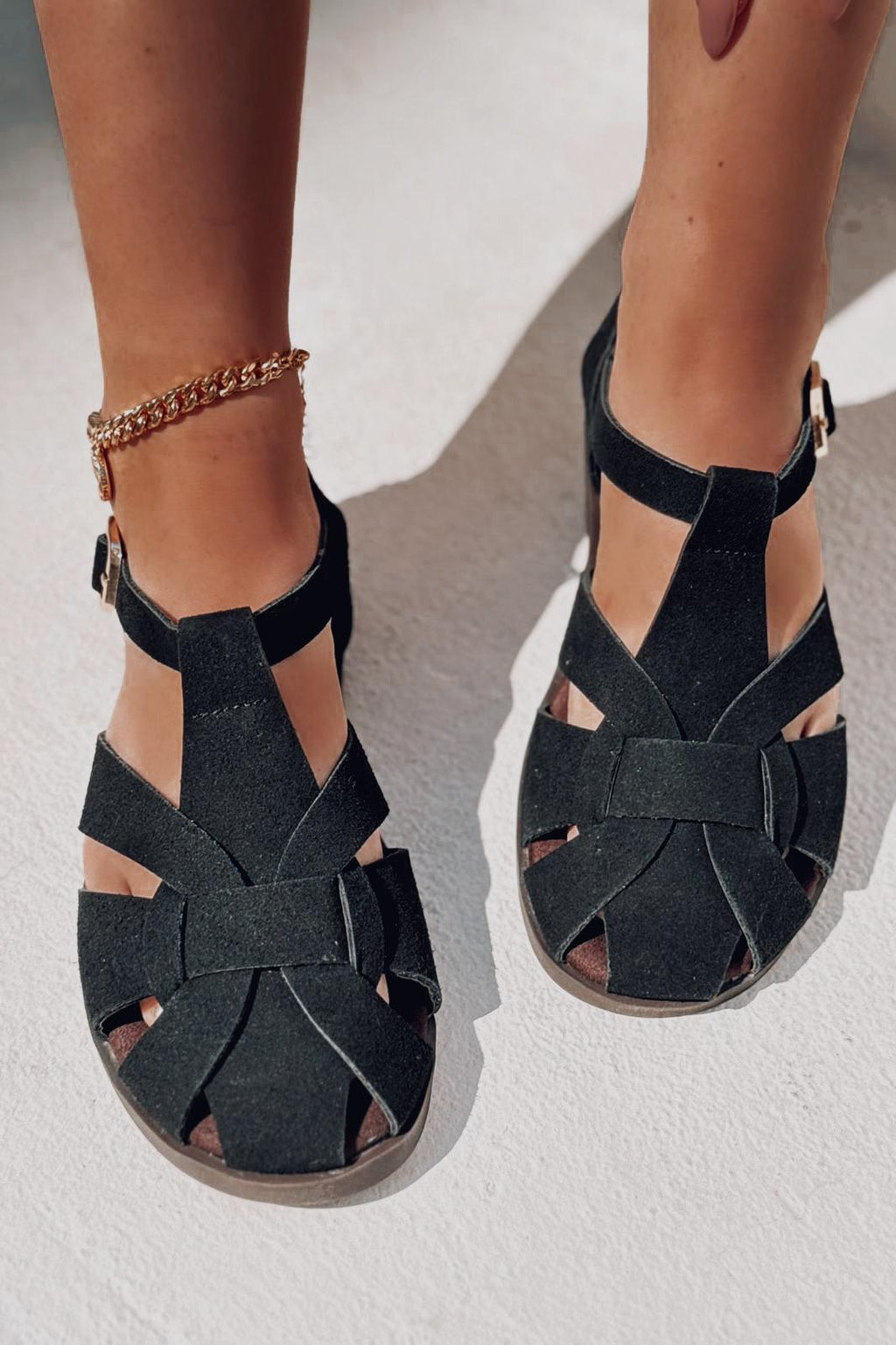 Valen Black Suede Women's Sandals