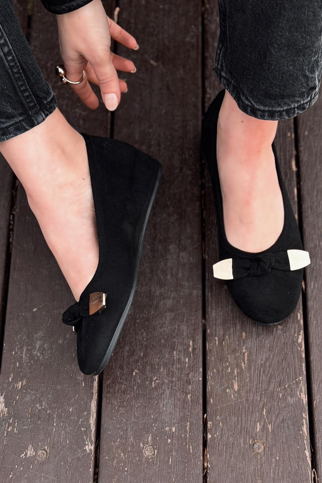 Orphel Black Suede Women's Wedge Heel Flats