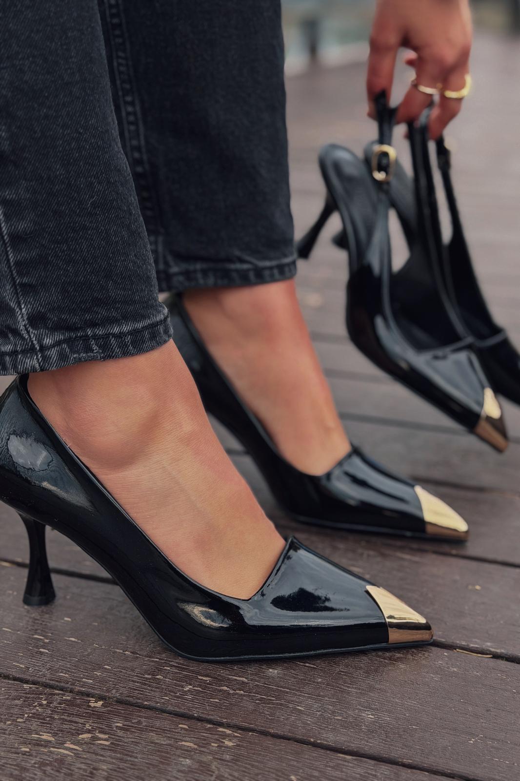 Noctra Black Patent Faux Leather Women's Stilettos