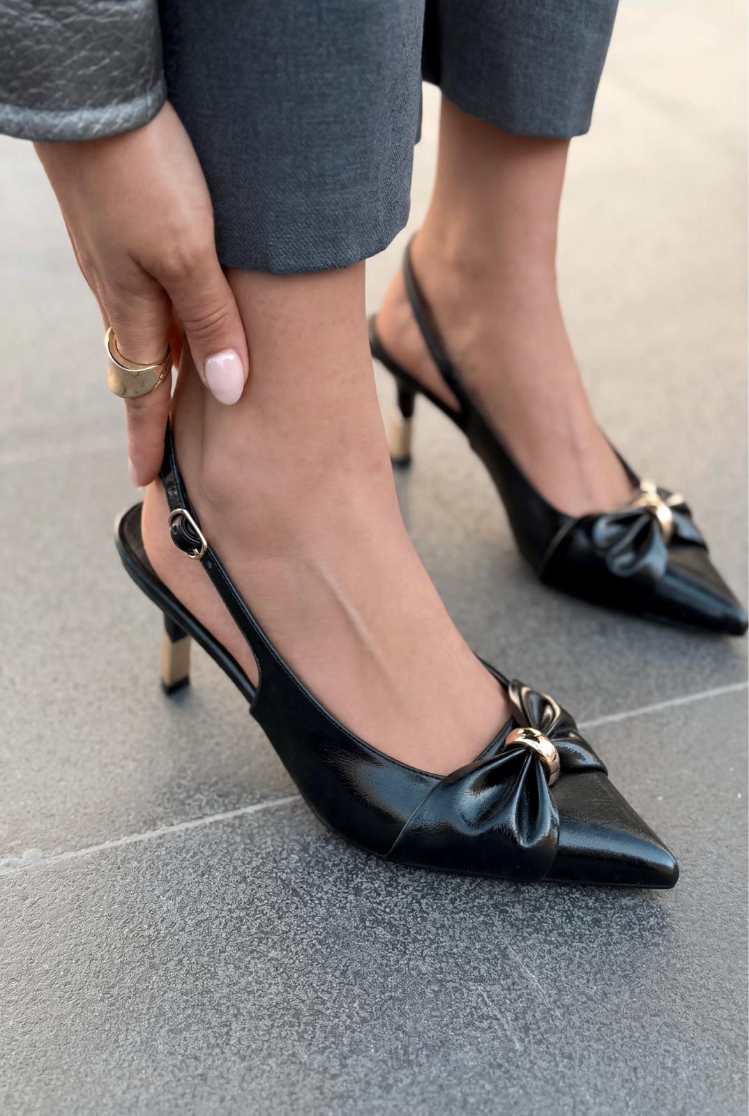 Lorvani Black Faux Leather Women's Stilettos