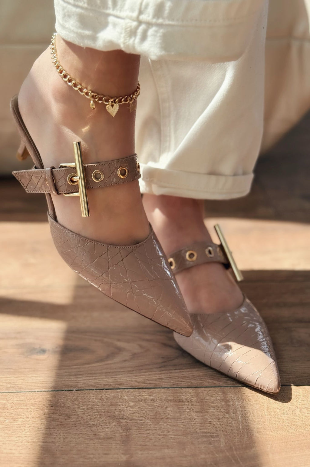 Karonsa Nude Faux Leather Women's Pumps