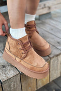 Porinta Lace-Up Chunky Sole Women's Boots Tan