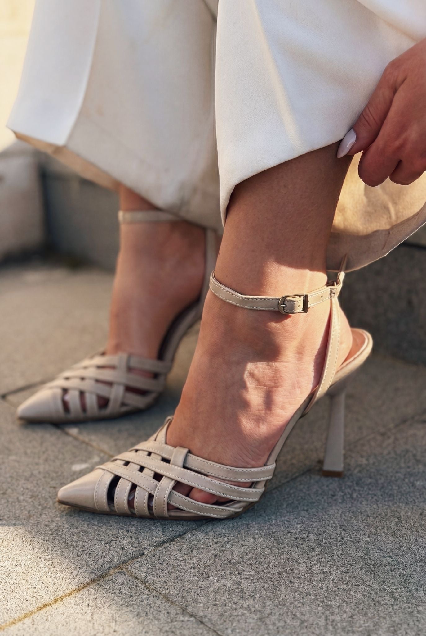 Luvien Beige Faux Leather Women's Stilettos