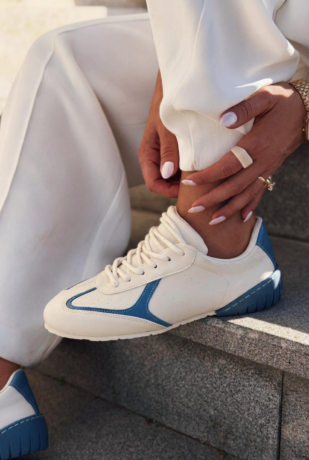 Rosven Blue Faux Leather Women's Sneakers