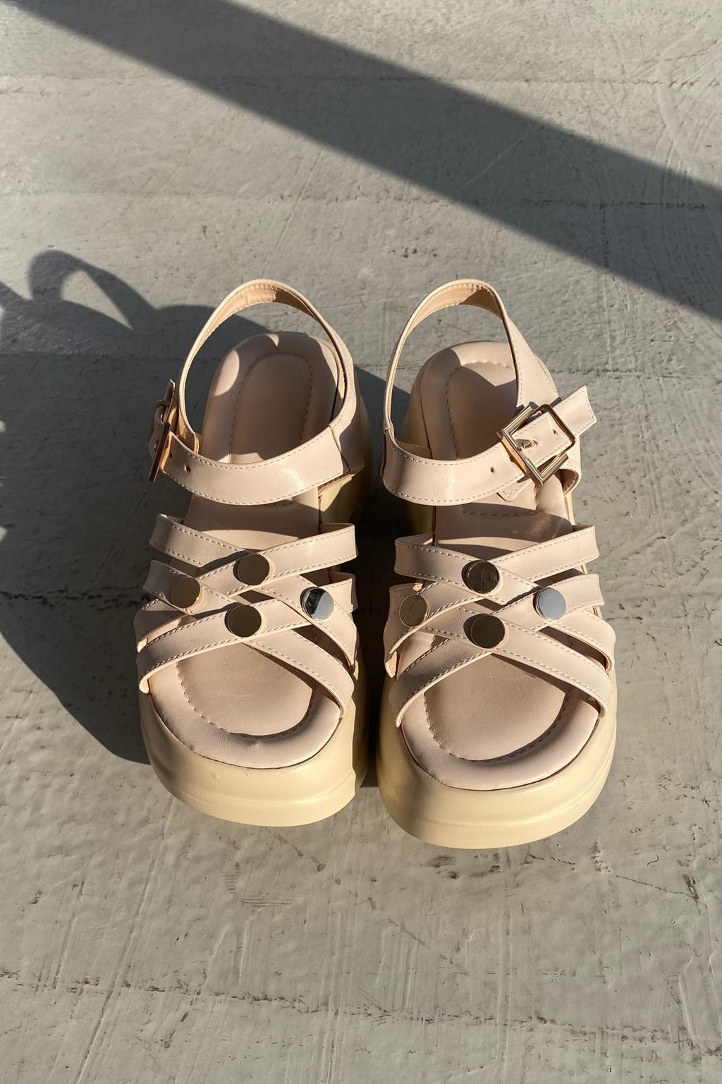 Tonels Beige Faux Leather Platform Women's Sandals
